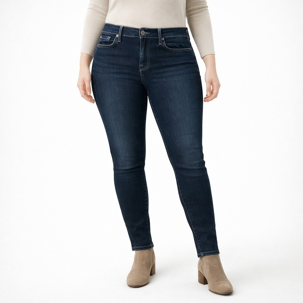 7 For All Mankind Skinny Jeans Womens 26 Dark Wash Stretch Denim Mid Rise 30x26